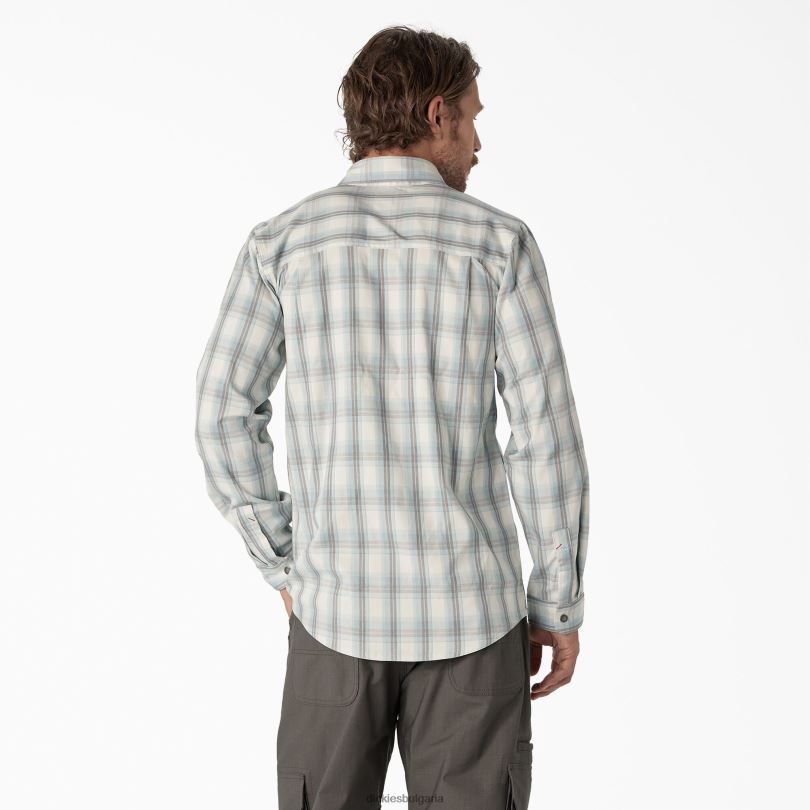 мъже Dickies охлаждаща работна риза с дълъг ръкав ясно синьо/опушено каре (b1h) работно облекло R2PH8677