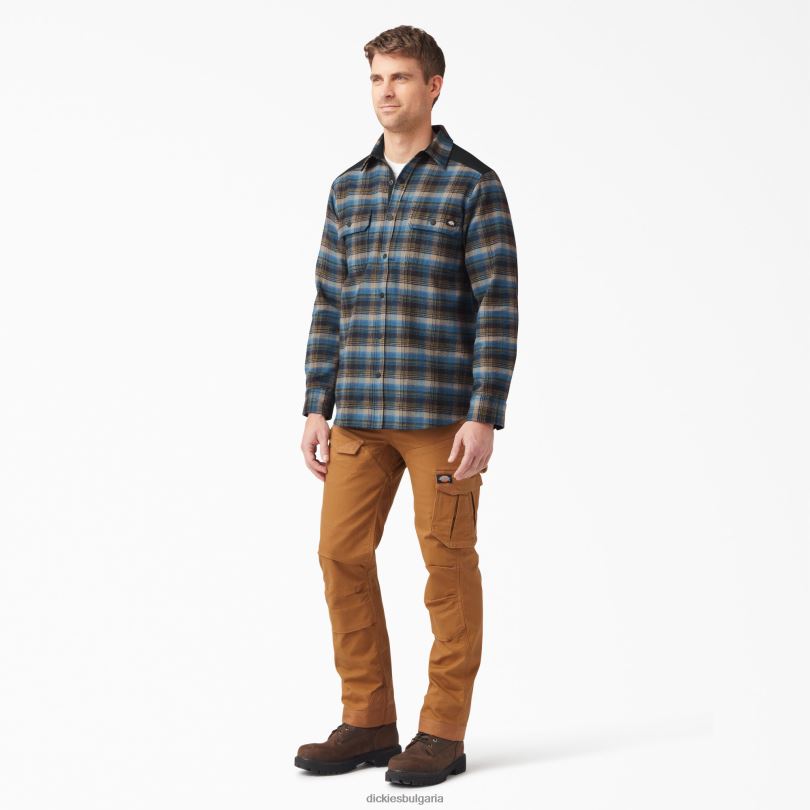 мъже Dickies тежка мускулеста фланелена риза южно есенно каре (b2e) работно облекло R2PH8950