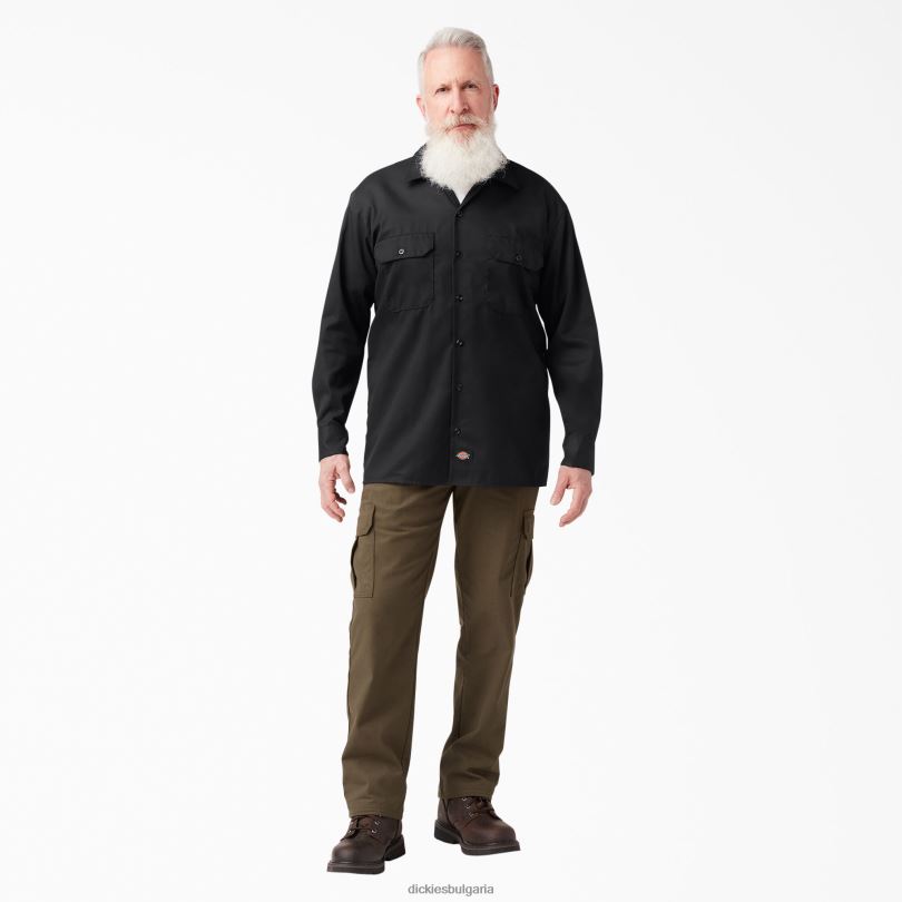 мъже Dickies работна риза с дълъг ръкав черно (bk) работно облекло R2PH8557