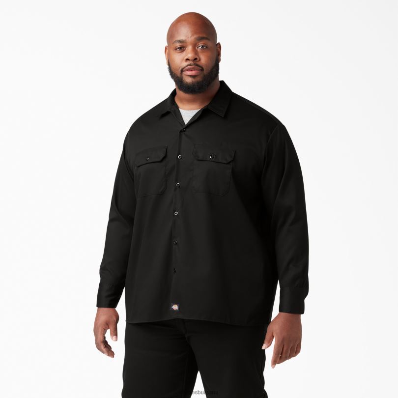 мъже Dickies спокойна работна риза с дълъг ръкав черно (bk) работно облекло R2PH8640