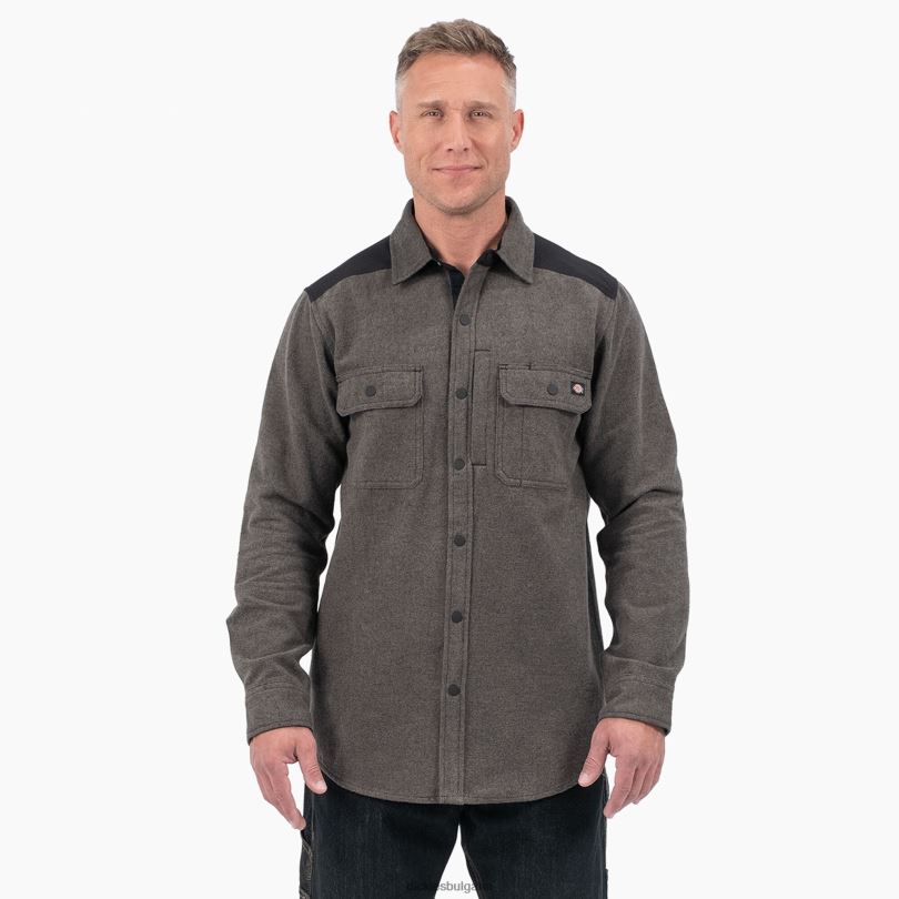 мъже Dickies тежка мускулеста фланелена риза зелен мъх (c1e) работно облекло R2PH8951