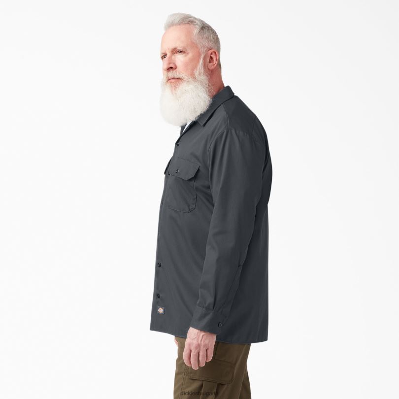 мъже Dickies работна риза с дълъг ръкав въглен сиво (ch) работно облекло R2PH8558