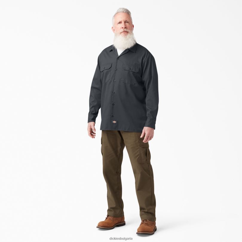 мъже Dickies работна риза с дълъг ръкав въглен сиво (ch) работно облекло R2PH8558