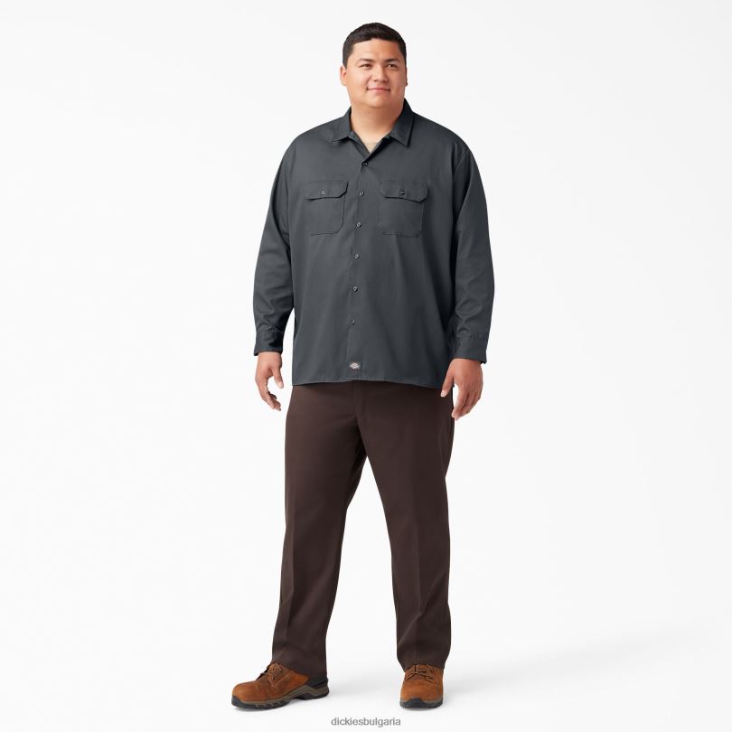 мъже Dickies работна риза с дълъг ръкав въглен сиво (ch) работно облекло R2PH8558