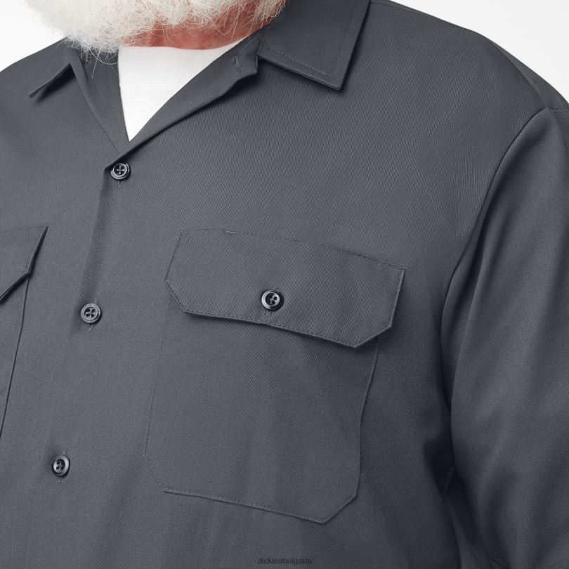 мъже Dickies работна риза с дълъг ръкав въглен сиво (ch) работно облекло R2PH8558