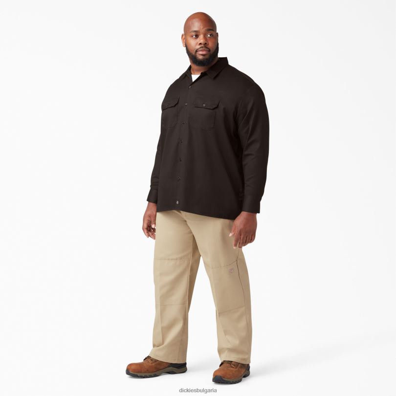 мъже Dickies работна риза с дълъг ръкав тъмно кафяво (db) работно облекло R2PH8559