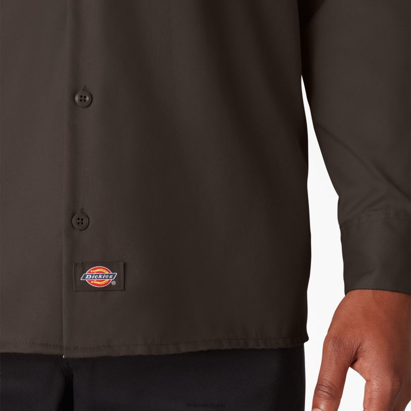 мъже Dickies работна риза с дълъг ръкав тъмно кафяво (db) работно облекло R2PH8559