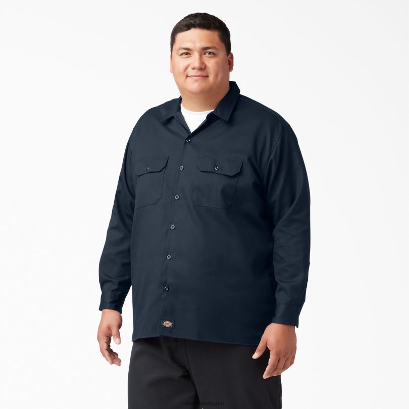 мъже Dickies работна риза с дълъг ръкав тъмно синьо (dn) работно облекло R2PH8560