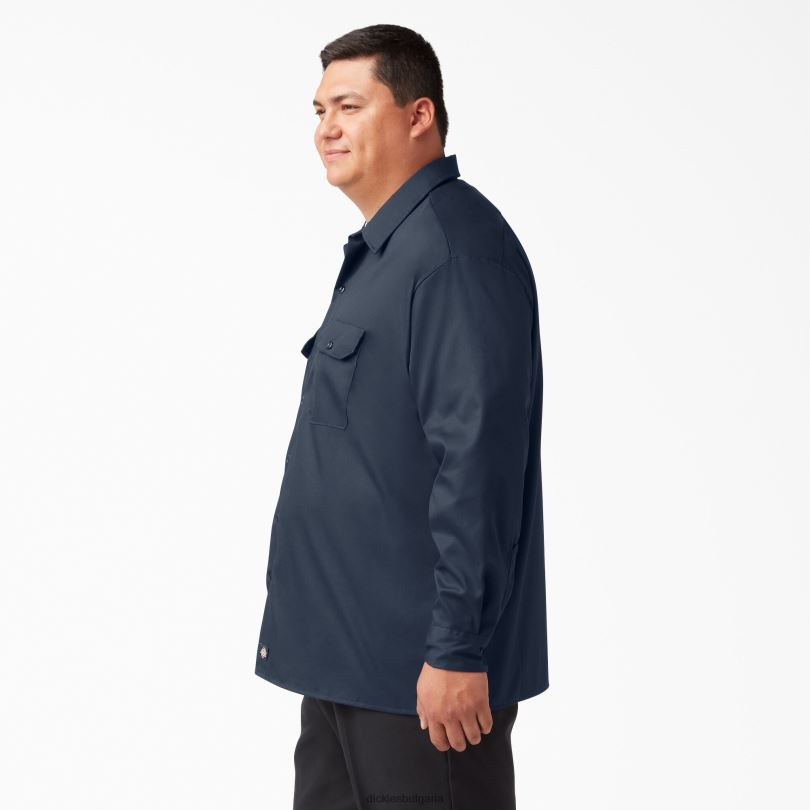 мъже Dickies спокойна работна риза с дълъг ръкав тъмно синьо (dn) работно облекло R2PH8642