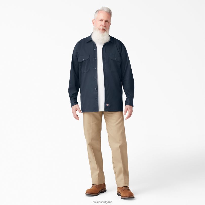 мъже Dickies спокойна работна риза с дълъг ръкав тъмно синьо (dn) работно облекло R2PH8642