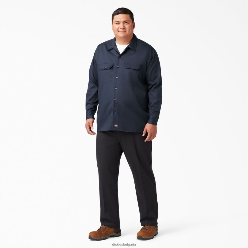 мъже Dickies спокойна работна риза с дълъг ръкав тъмно синьо (dn) работно облекло R2PH8642