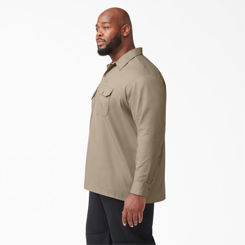 мъже Dickies работна риза с дълъг ръкав пустинен пясък (ds) работно облекло R2PH8561