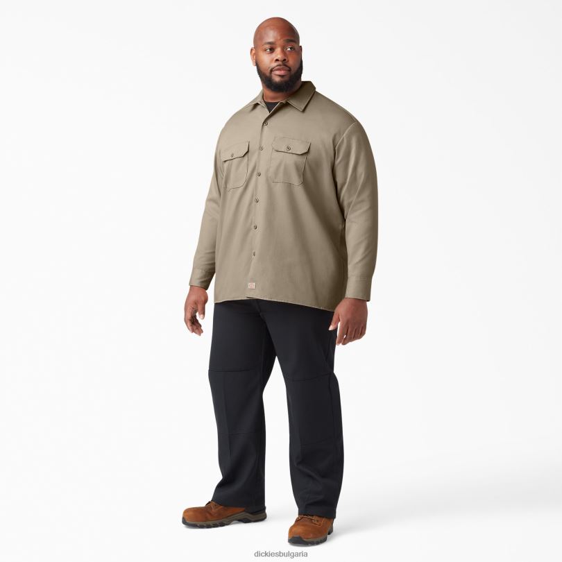 мъже Dickies работна риза с дълъг ръкав пустинен пясък (ds) работно облекло R2PH8561