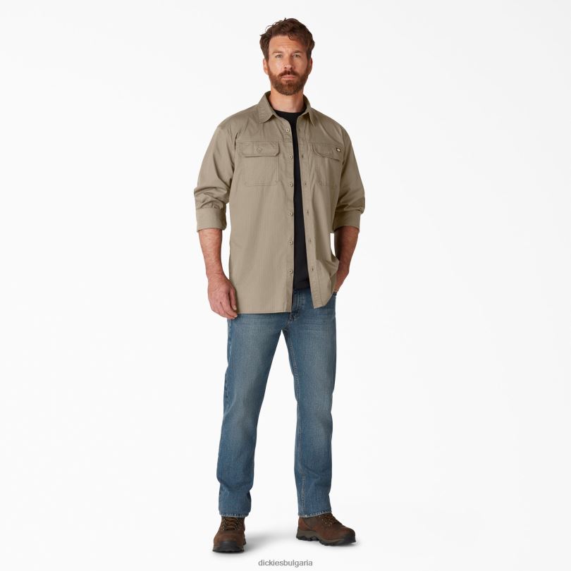 мъже Dickies риза с дълъг ръкав flex ripstop промит пустинен пясък (rds) работно облекло R2PH8683