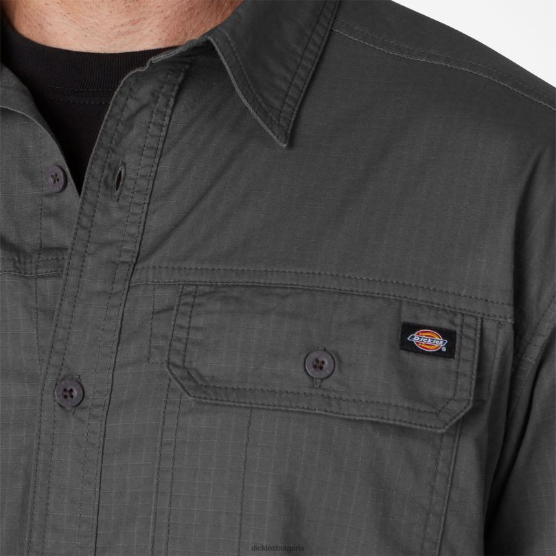 мъже Dickies риза с дълъг ръкав flex ripstop изплакнат шисти (rsl) работно облекло R2PH8685
