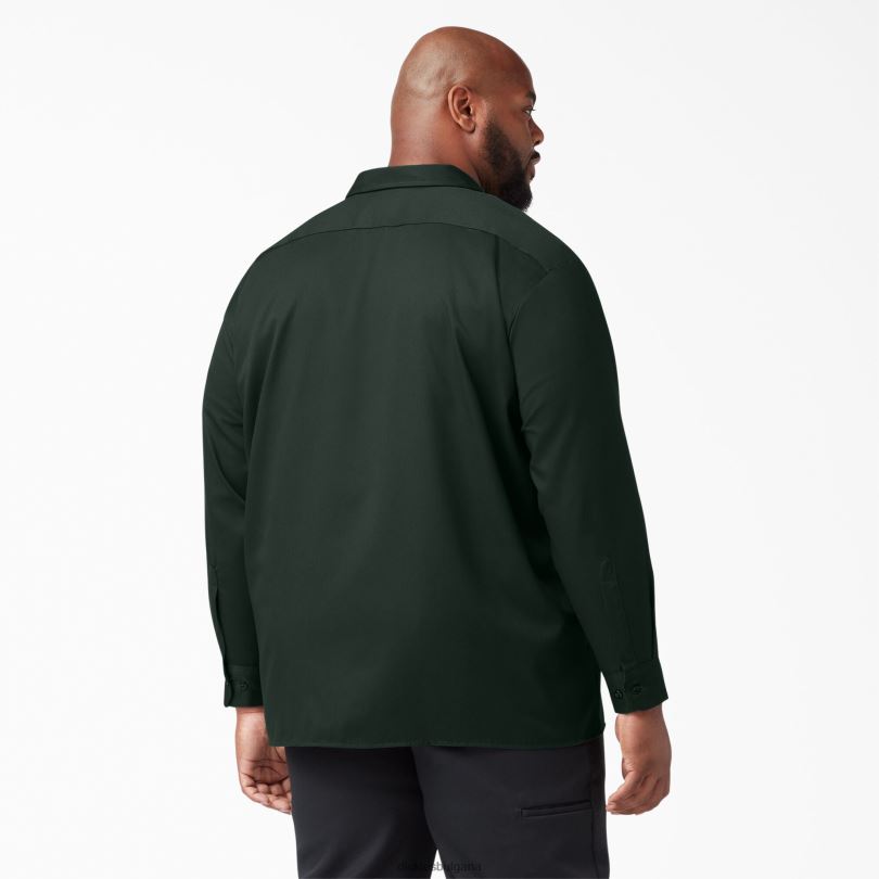 мъже Dickies работна риза с дълъг ръкав ловджийско зелено (gh) работно облекло R2PH8562