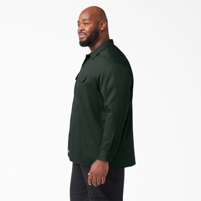 мъже Dickies работна риза с дълъг ръкав ловджийско зелено (gh) работно облекло R2PH8562