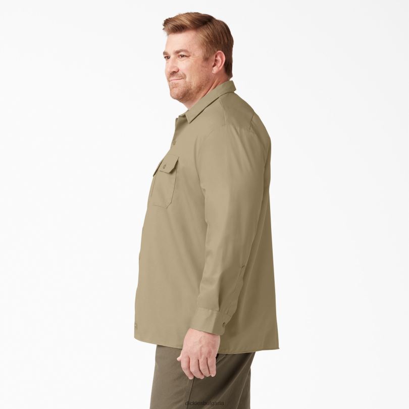 мъже Dickies работна риза с дълъг ръкав каки (kh) работно облекло R2PH8563