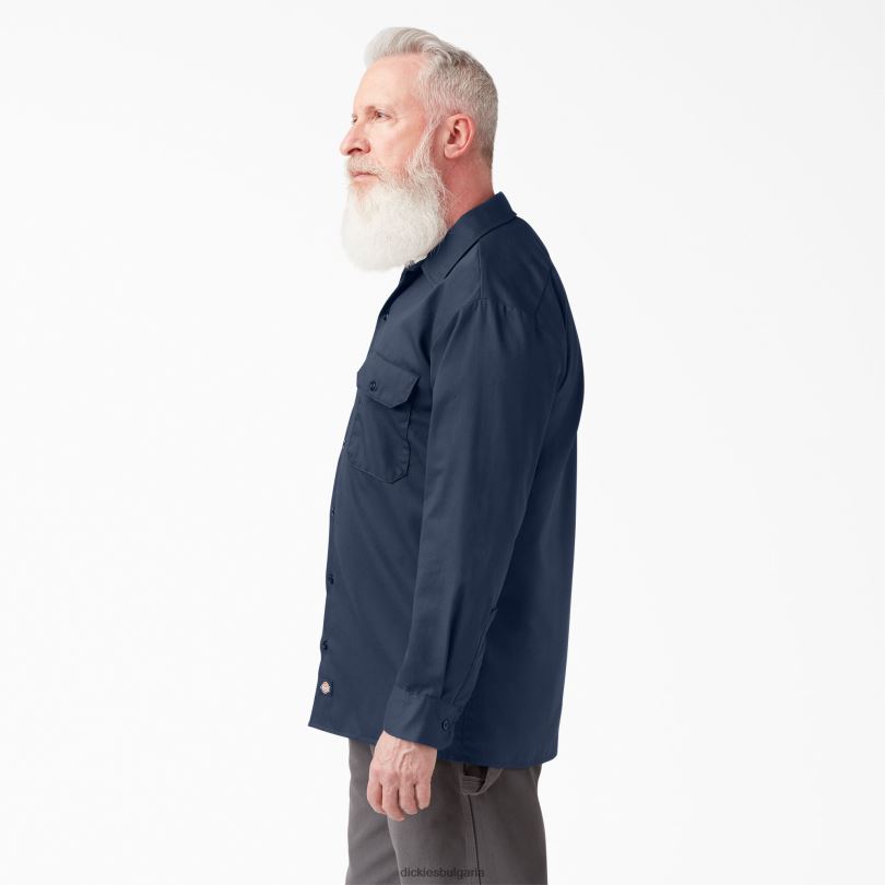 мъже Dickies работна риза с дълъг ръкав морско синьо (nv) работно облекло R2PH8565
