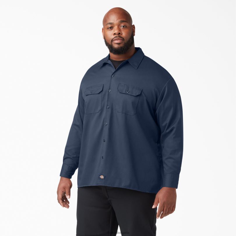 мъже Dickies работна риза с дълъг ръкав морско синьо (nv) работно облекло R2PH8565