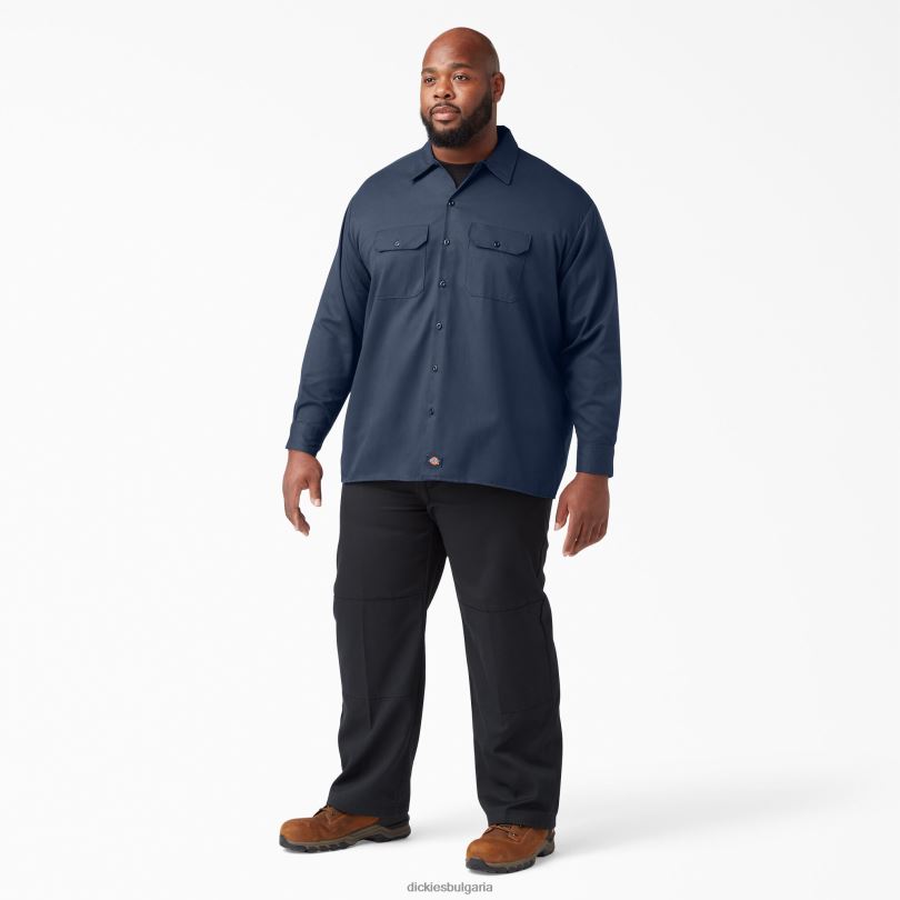 мъже Dickies работна риза с дълъг ръкав морско синьо (nv) работно облекло R2PH8565