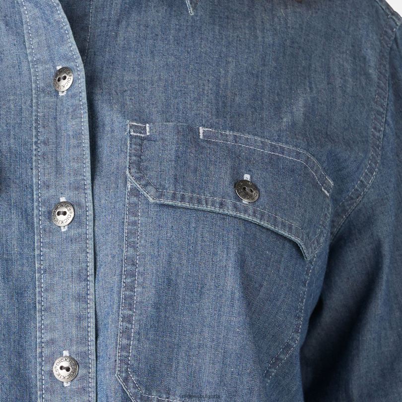 Жени Dickies работна риза от шамбре с дълги ръкави stonewashed светло синьо (lsw) работно облекло R2PH82045