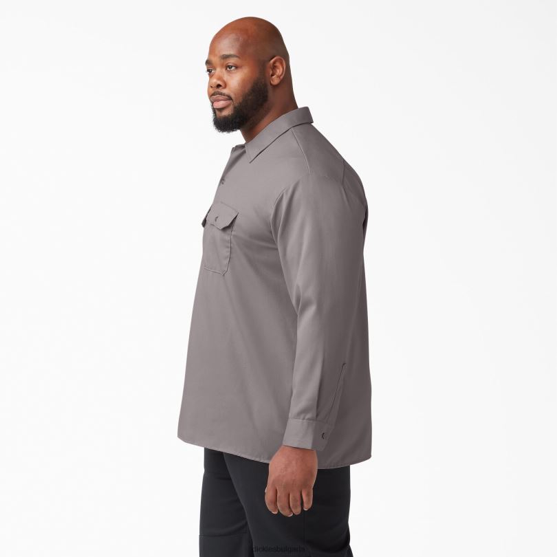 мъже Dickies работна риза с дълъг ръкав сребро (sv) работно облекло R2PH8567