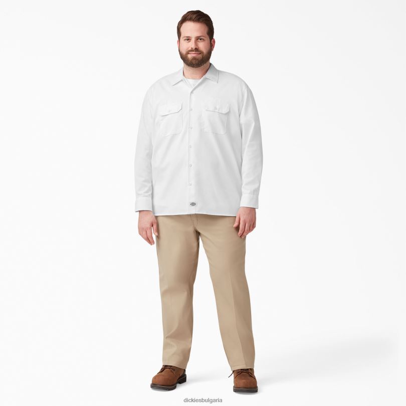 мъже Dickies работна риза с дълъг ръкав бяло (wh) работно облекло R2PH8568