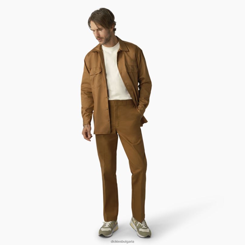 мъже Dickies работна риза с дълъг ръкав кафява патица (wsd) работно облекло R2PH8569