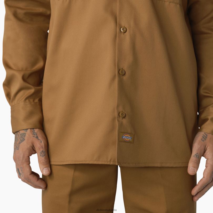 мъже Dickies работна риза с дълъг ръкав кафява патица (wsd) работно облекло R2PH8569