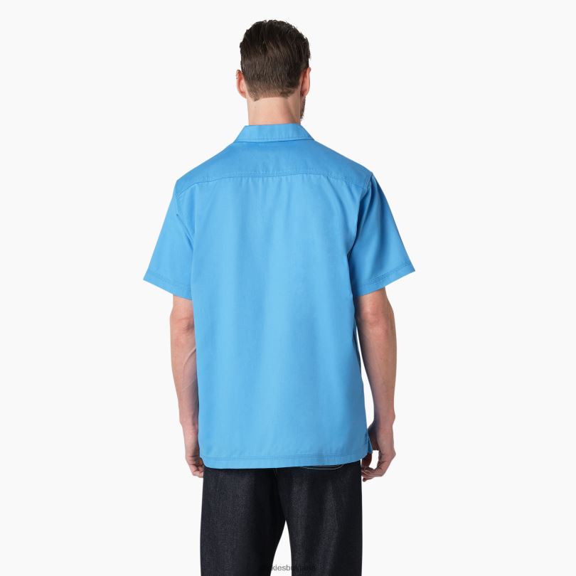 мъже Dickies работна риза с къс ръкав Madras лазурно синьо (ab2) работно облекло R2PH8760