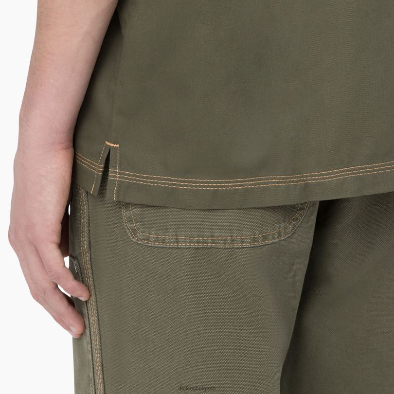 мъже Dickies работна риза с къс ръкав Madras военен зелен/самороден бод (mgn) работно облекло R2PH8761