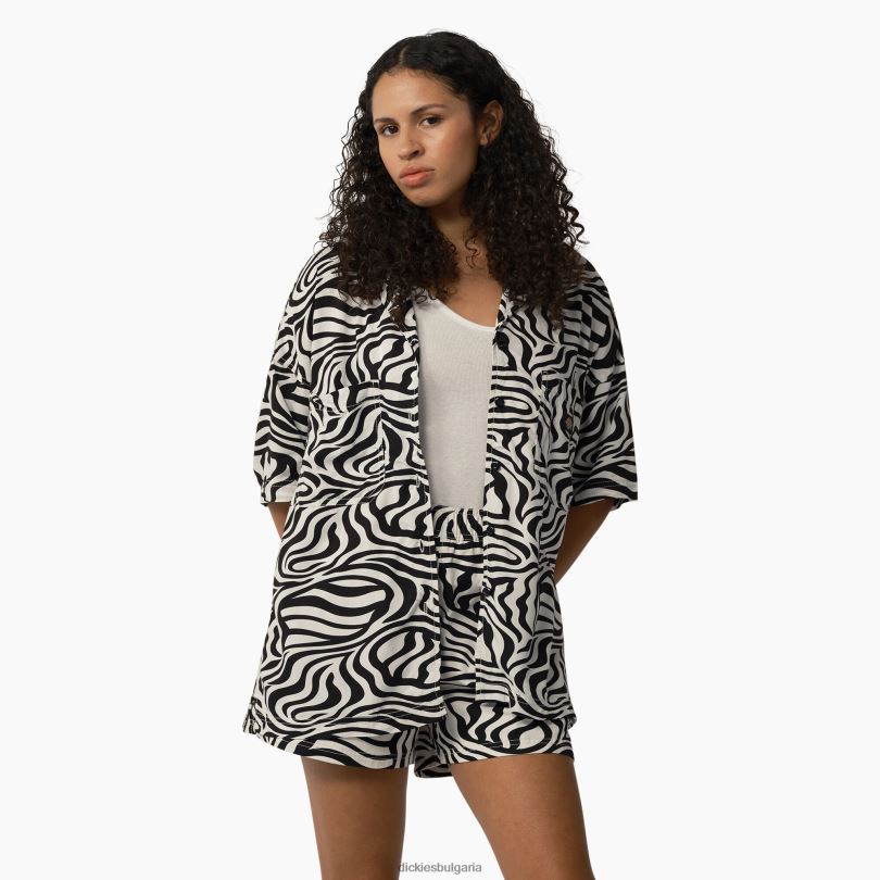 Жени Dickies работна тениска със зебра черно/бяло (bkwh) работно облекло R2PH82105