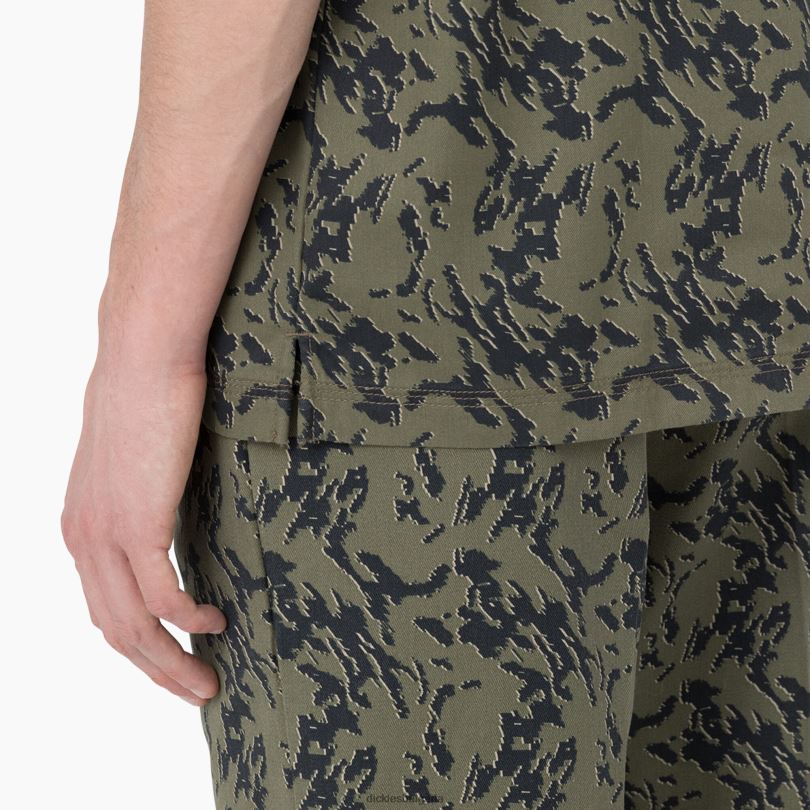 мъже Dickies работна риза с къс ръкав drewsey camo камуфлаж с военен зелен бъг (mpe) работно облекло R2PH8922