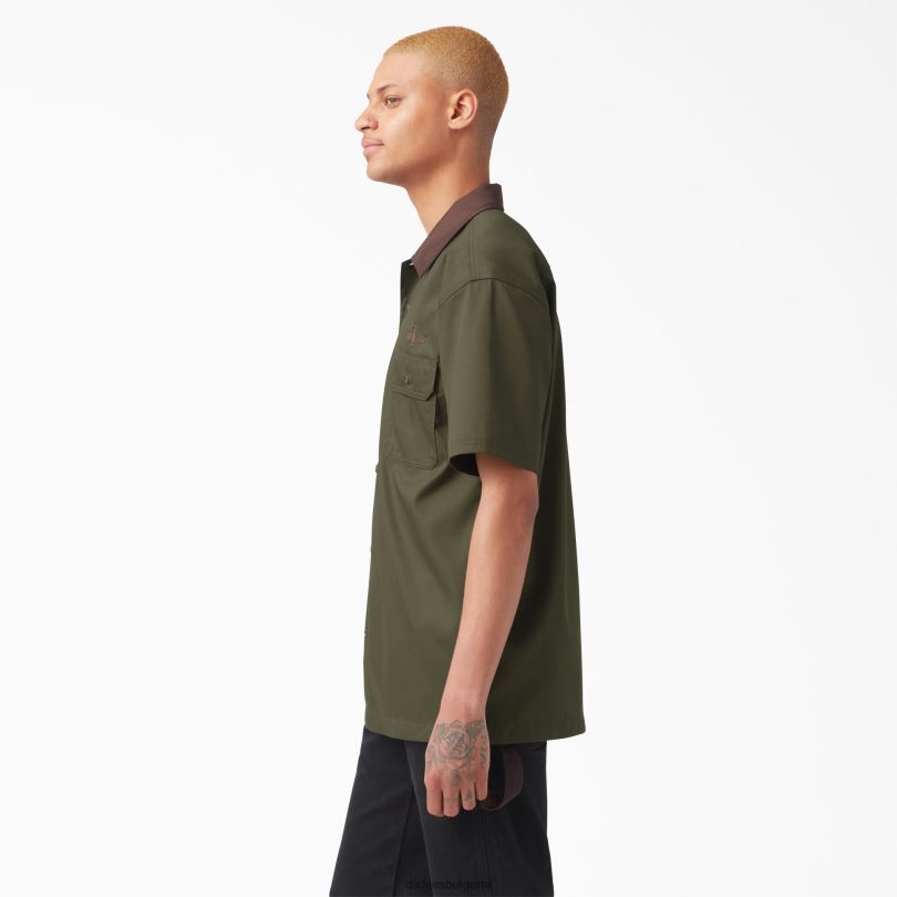 мъже Dickies работна риза с яка на vincent alvarez военно зелено (ml) работно облекло R2PH8758