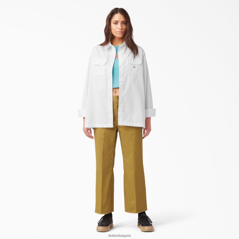 Жени Dickies спокойна работна риза с дълъг ръкав бяло (wh) работно облекло R2PH82009
