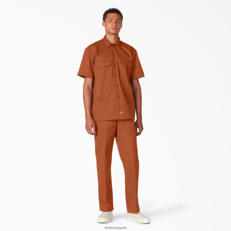 мъже Dickies работна риза с къс ръкав джинджифилово кафяво (т.е.) работно облекло R2PH8494