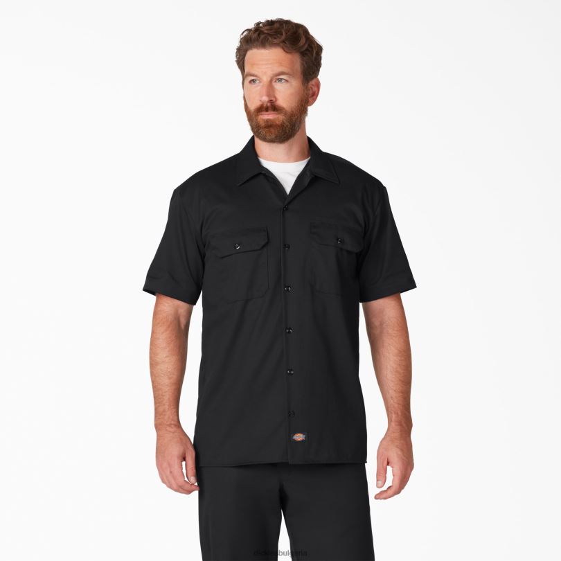 мъже Dickies работна риза с къс ръкав черно (bk) работно облекло R2PH8486
