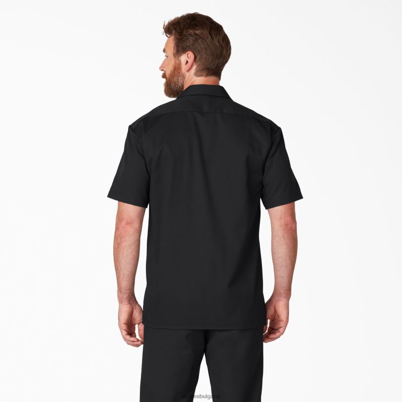 мъже Dickies работна риза с къс ръкав черно (bk) работно облекло R2PH8486