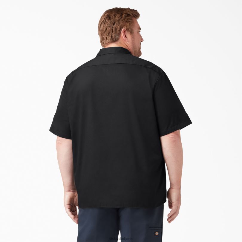 мъже Dickies работна риза с къс ръкав черно (bk) работно облекло R2PH8486