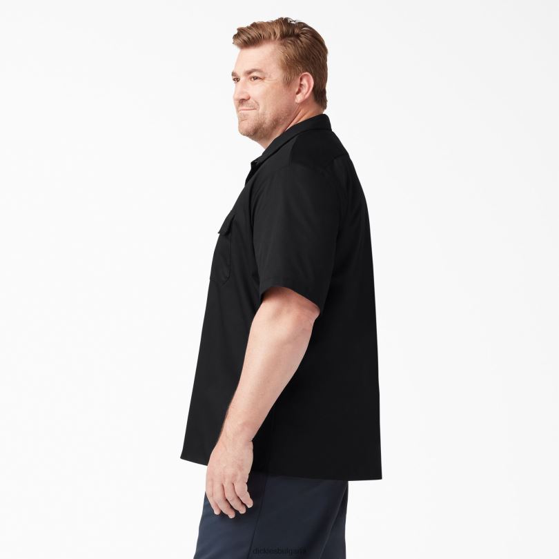 мъже Dickies работна риза с къс ръкав черно (bk) работно облекло R2PH8486