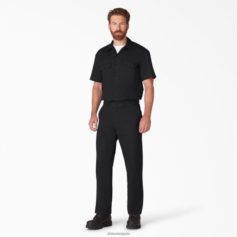 мъже Dickies работна риза с къс ръкав черно (bk) работно облекло R2PH8486