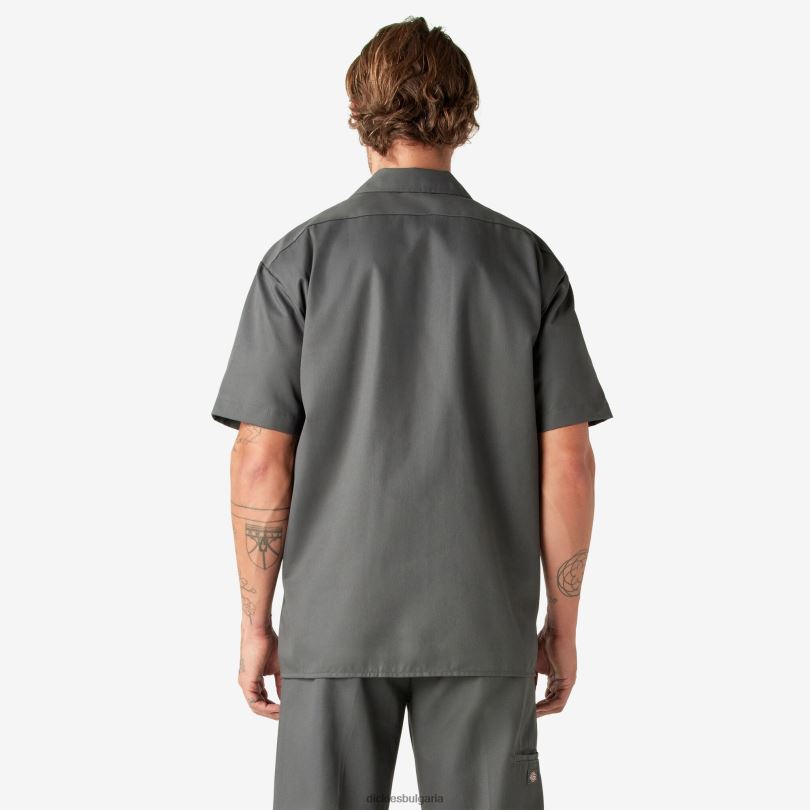 мъже Dickies работна риза с къс ръкав въглен сиво (ch) работно облекло R2PH8487