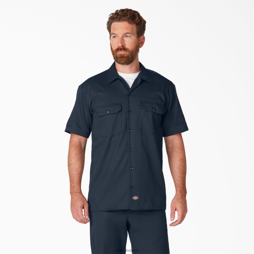 мъже Dickies работна риза с къс ръкав тъмно синьо (dn) работно облекло R2PH8489