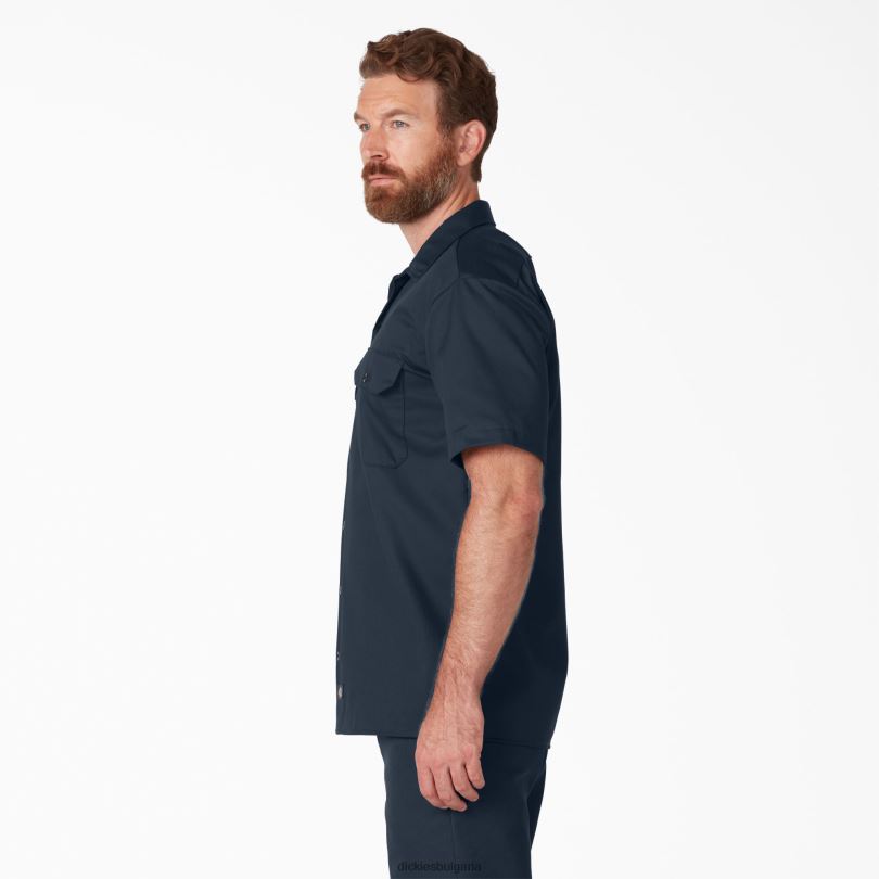 мъже Dickies работна риза с къс ръкав тъмно синьо (dn) работно облекло R2PH8489