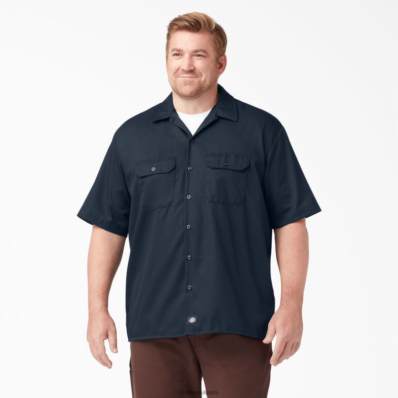 мъже Dickies работна риза с къс ръкав тъмно синьо (dn) работно облекло R2PH8489