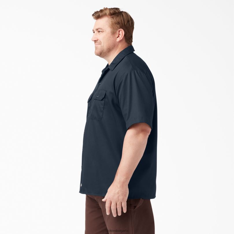 мъже Dickies работна риза с къс ръкав тъмно синьо (dn) работно облекло R2PH8489