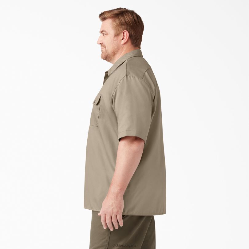 мъже Dickies работна риза с къс ръкав пустинен пясък (ds) работно облекло R2PH8490