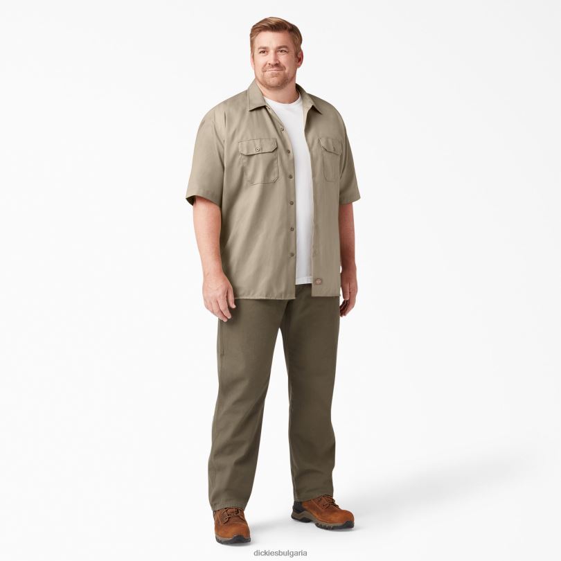 мъже Dickies работна риза с къс ръкав пустинен пясък (ds) работно облекло R2PH8490