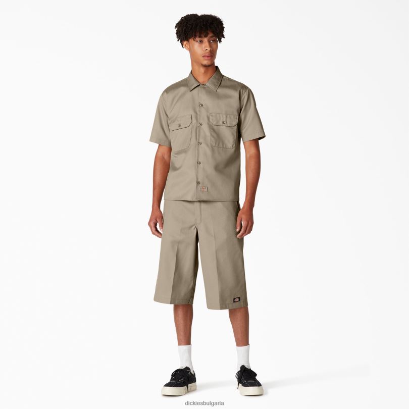 мъже Dickies работна риза с къс ръкав пустинен пясък (ds) работно облекло R2PH8490